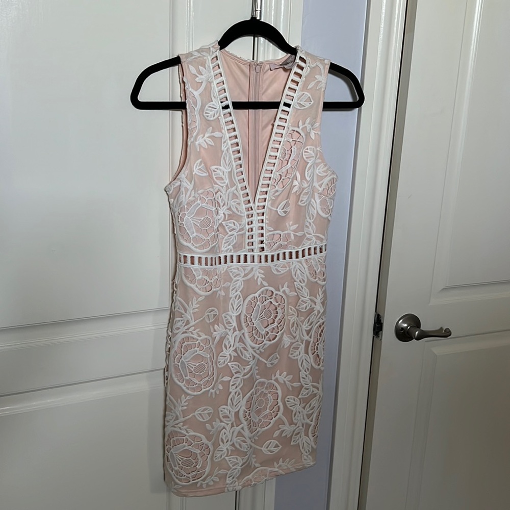 Light Pink Fitted Lacey Dress